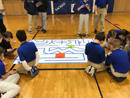 Students using spheros